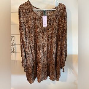 NWT Wild Fable Long Sleeve Cheetah Dress, XL